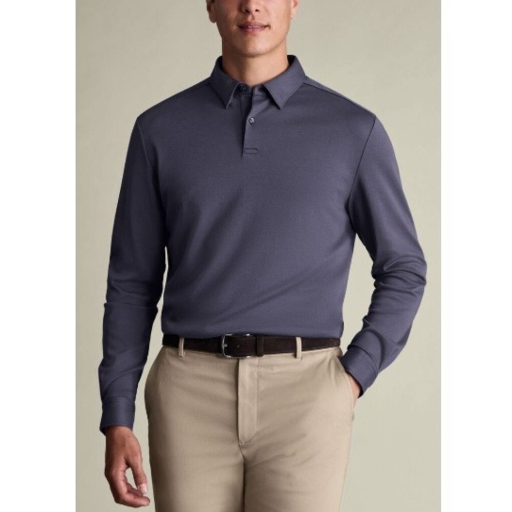 Charles Tyrwhitt Women's Dark Mauve Plain Long Sleeve Jersey Polo Size XS NWT